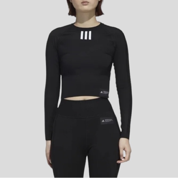 adidas Tops - New! Adidas Women's Primeknit Fine Long Sleeve Athletic Top Cropped Large